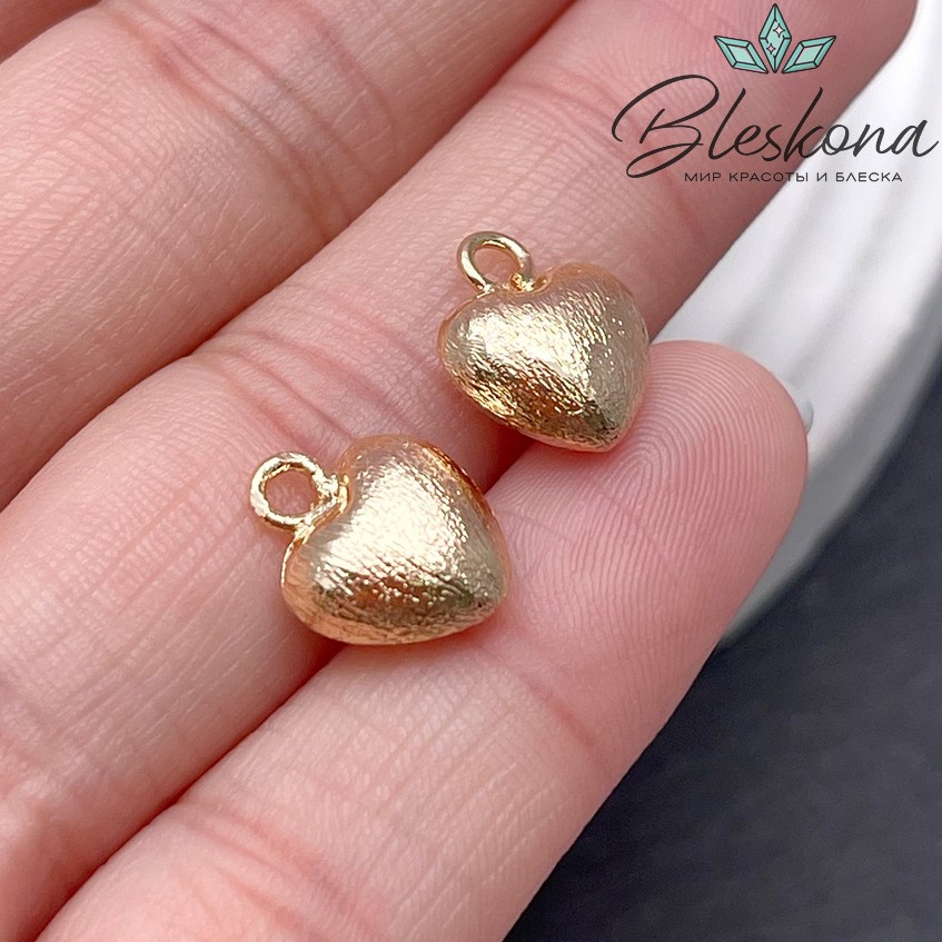 10мм, цвет золото, Подвеска сердце фактурное 