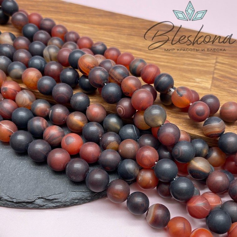 Сердолик черный матовый 12,5 мм