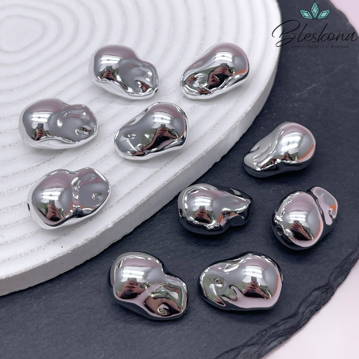 23*15 мм Цвет серебро, Бусина фриформ