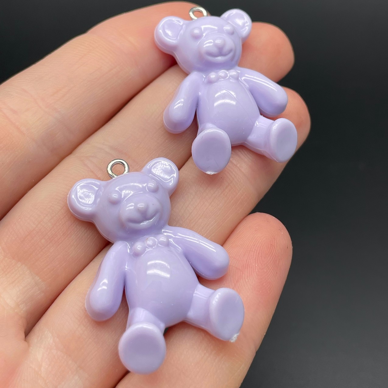 24*35мм, Цвет серебро, Подвеска Мишка фиолетовый