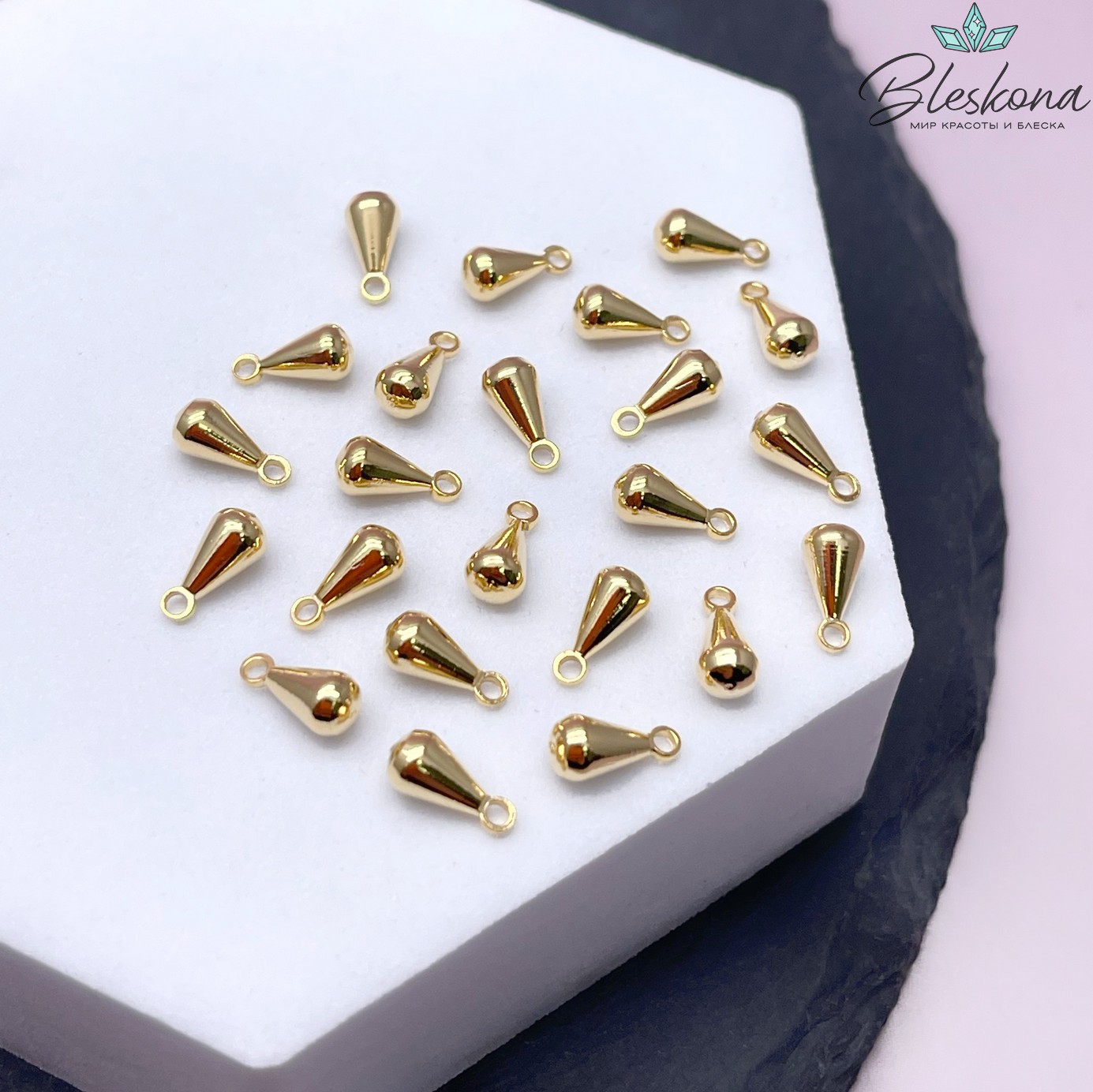 8*3,8 мм Цвет золото, Подвеска капля