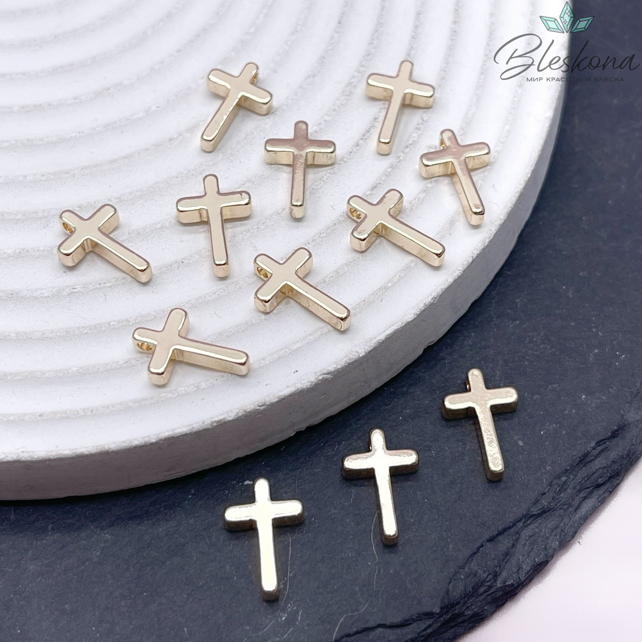 13*8,5 мм Цвет золото, Подвеска Крест