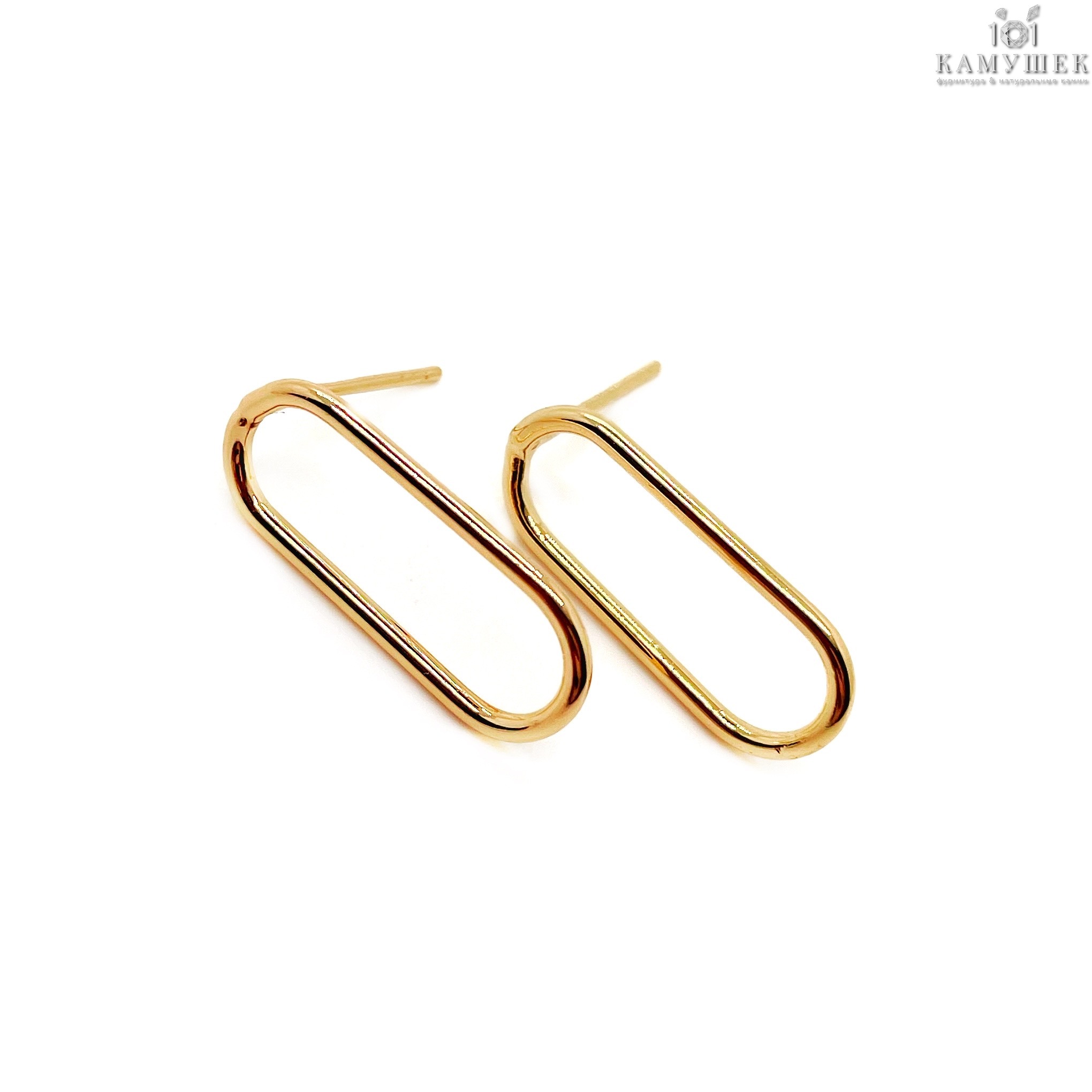 19*7,5мм Цвет золото, Пусеты овал контур б/колечка 