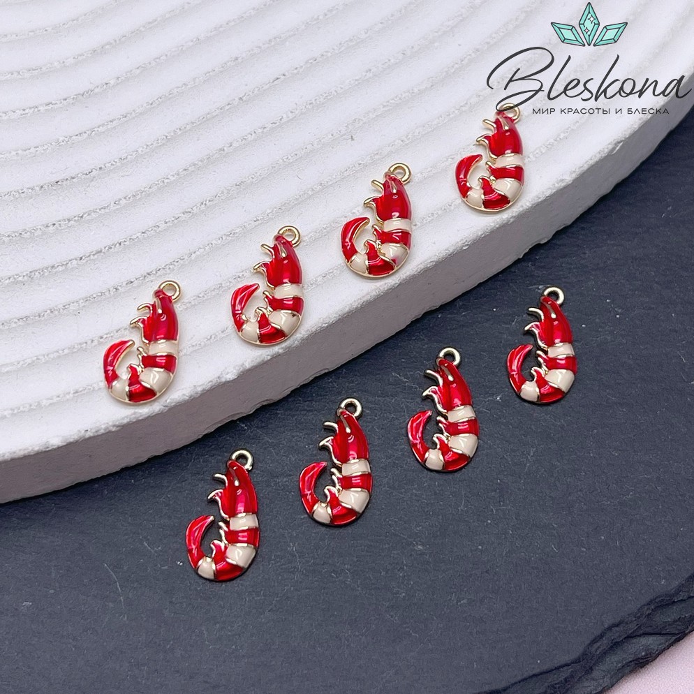 14*7,5 мм Цвет золото, Подвеска креветка эмаль