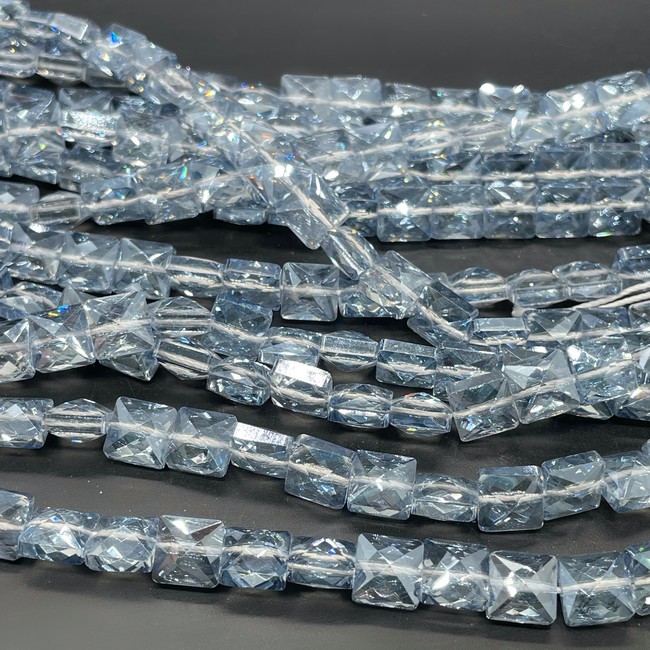 8 мм Стекло Lux, квадрат огранка, цвет серо- голубой