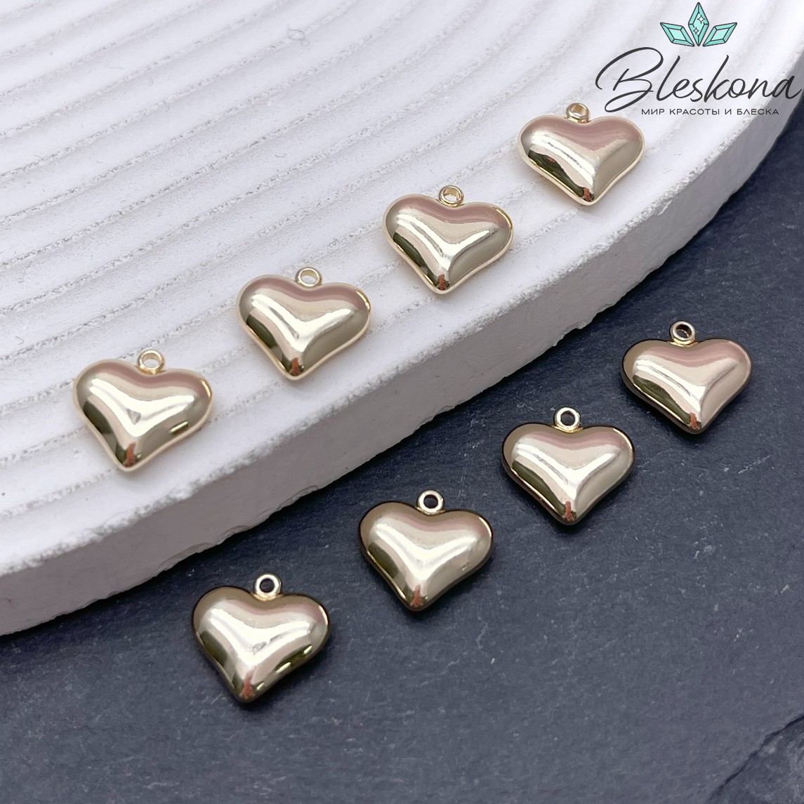 11*11,5мм, цвет золото, Подвеска сердце плоское 