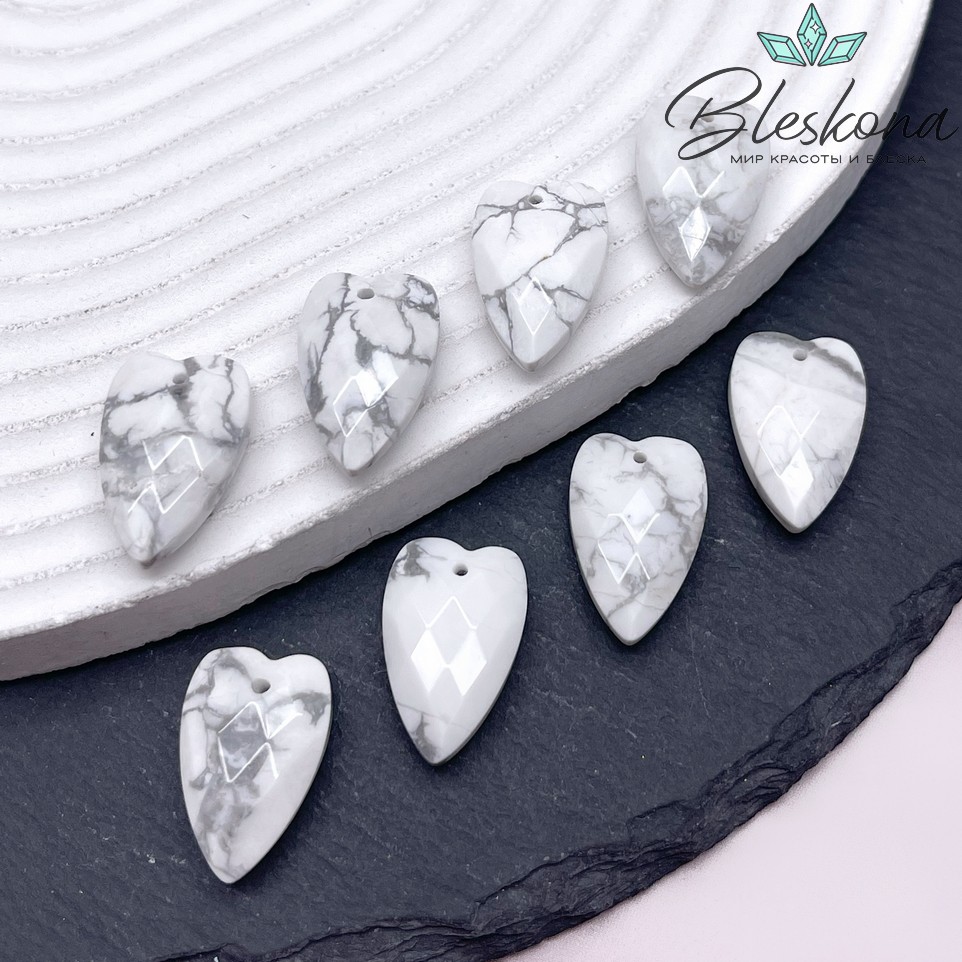 20*12 мм,Подвеска Сердце Магнезит алмазная огранка