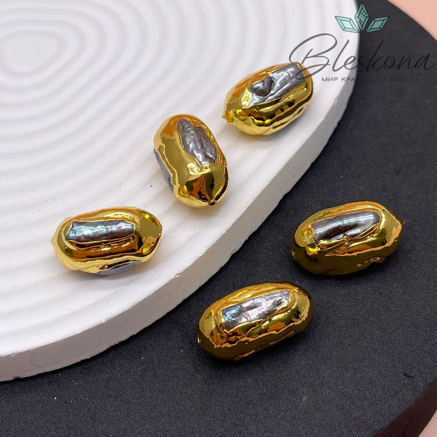 27*14 мм Цвет золото, Бусина  Жемчуг  неровный овал хамелеон