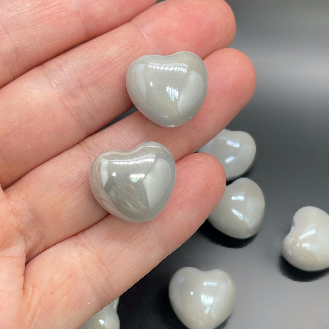 17 мм Бусина сердце, керамика цвет серый