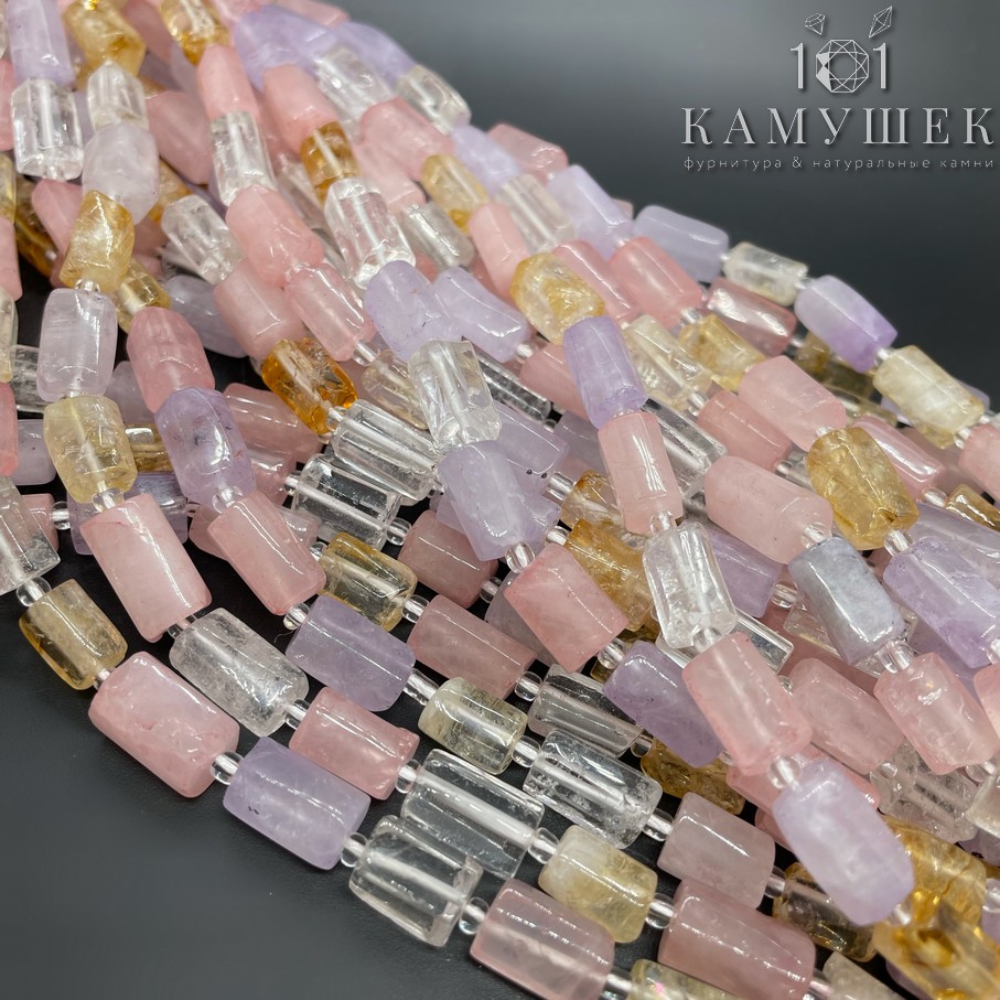 Микс кварцев фриформ цилиндр огранка (12-13)*(7-7,5)мм 