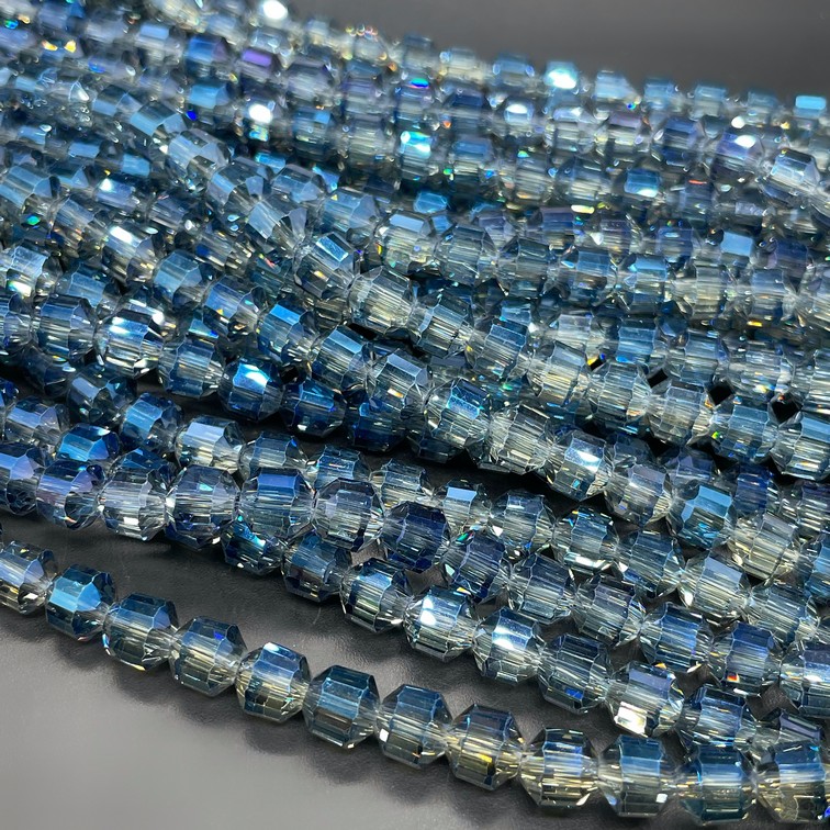 7 мм Стекло Lux,  многогранник, цвет сине-серый