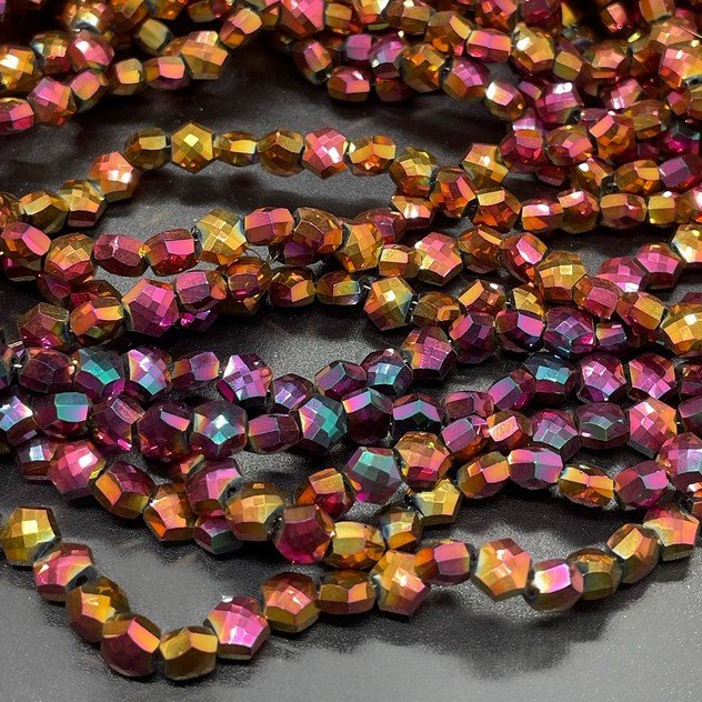 5*6 мм Стекло Lux, шестиугольник, цвет бордо хамелеон 