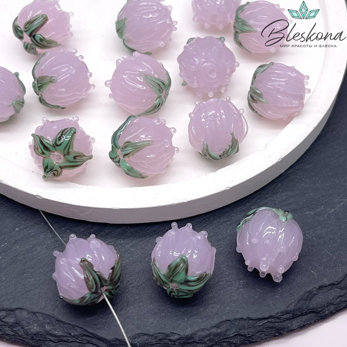 14 мм Бусина бутон розовый