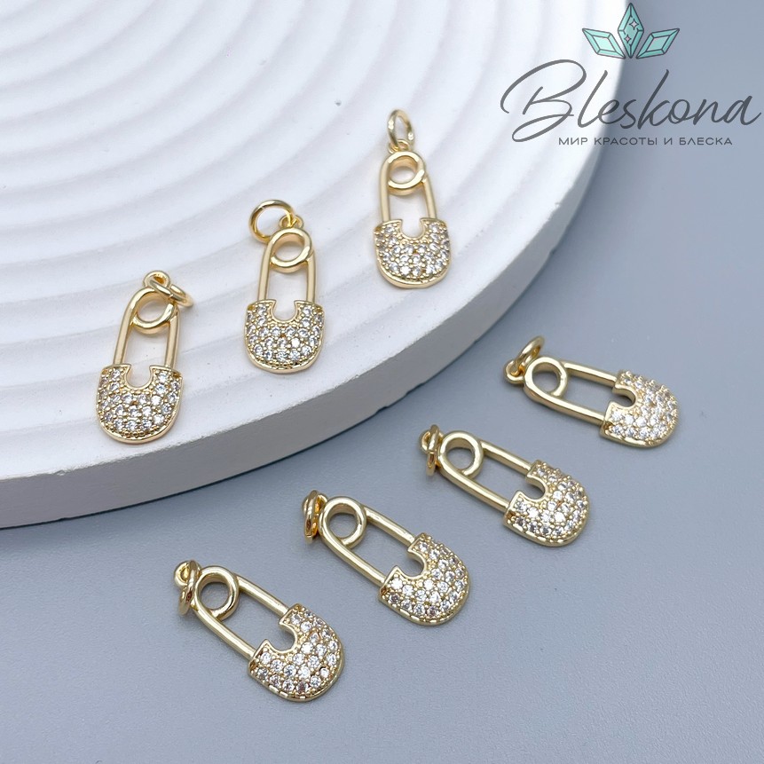 18,5*8 мм Цвет золото, Подвеска Булавка с цирконами