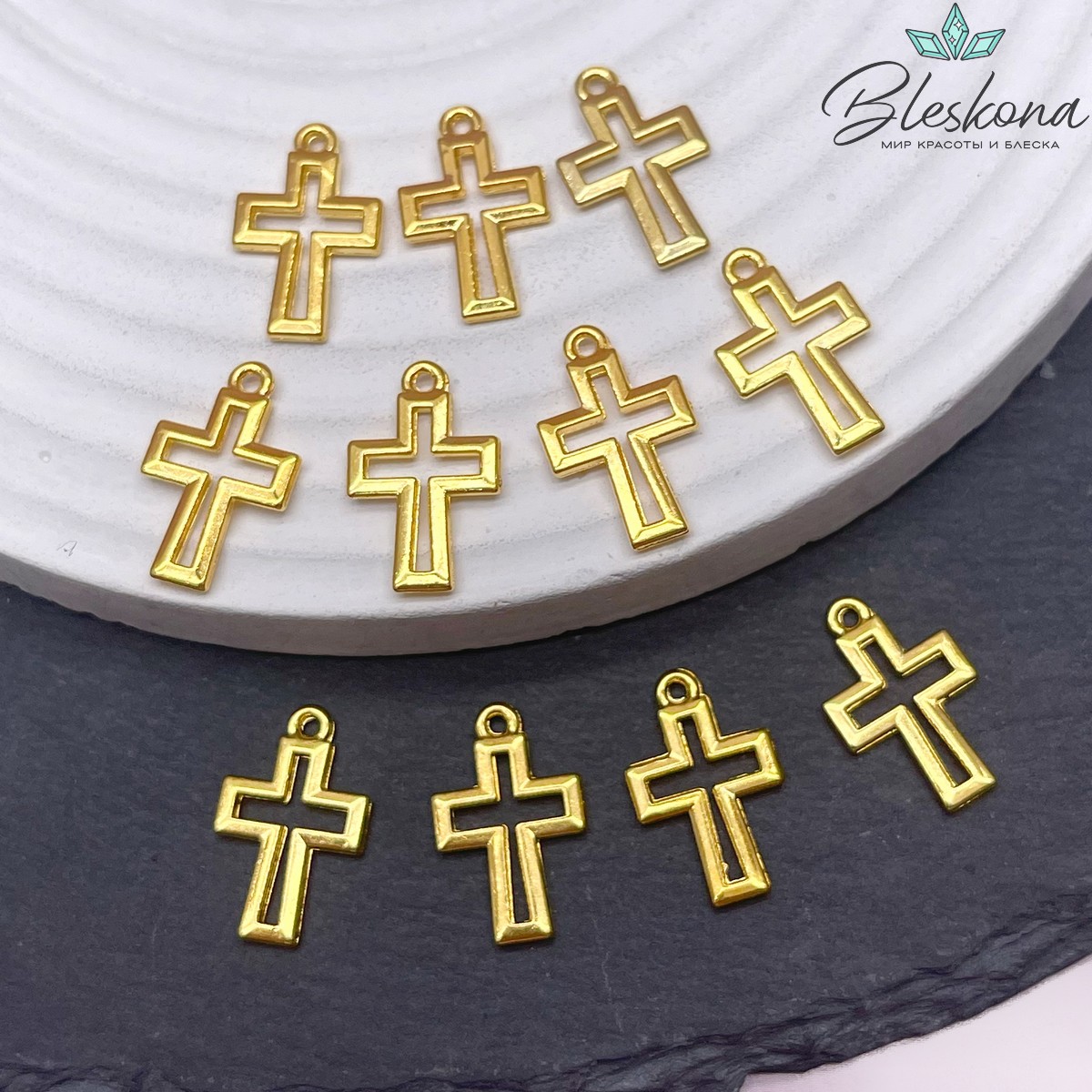 Подвеска Крест контур, цвет золото 17,6*10,8мм