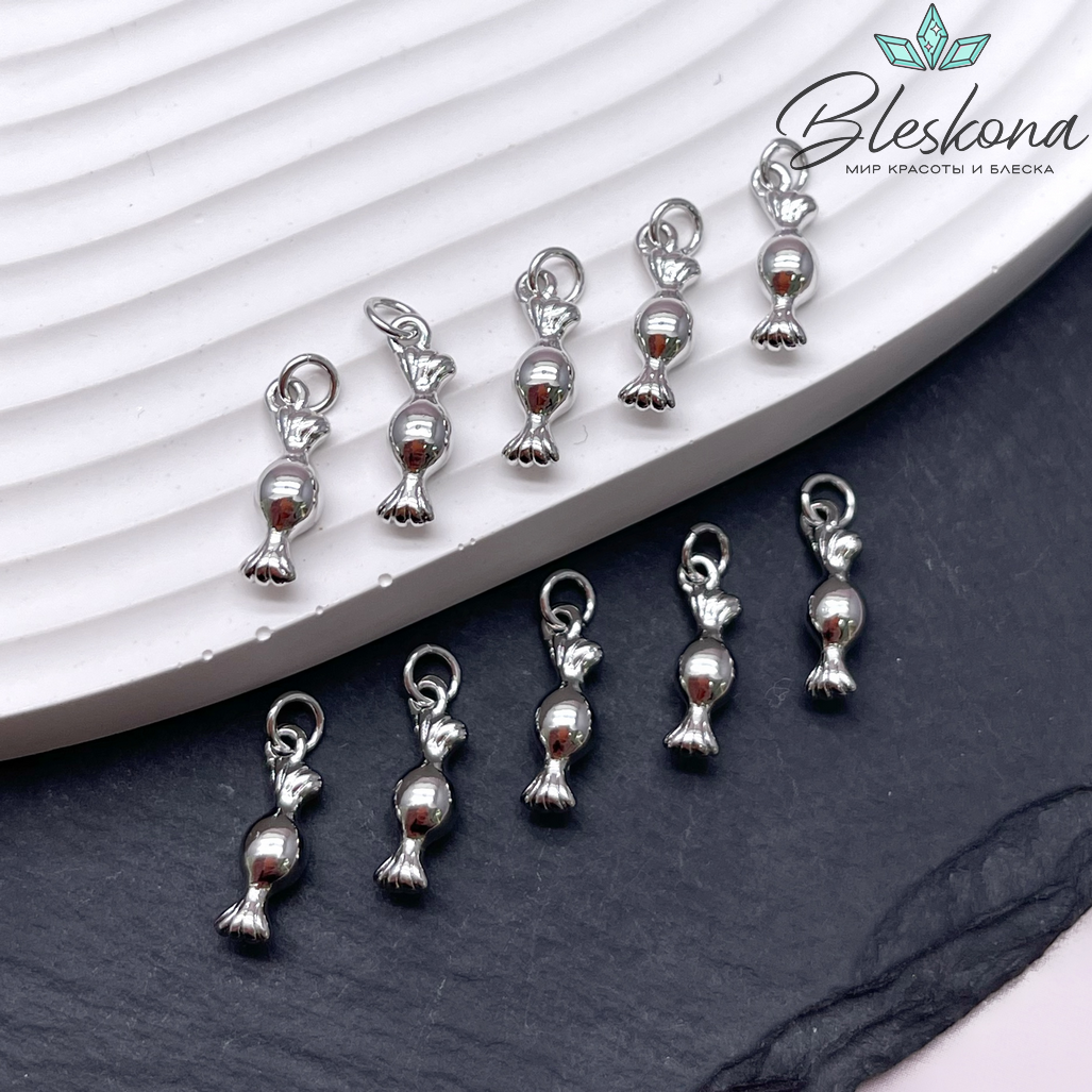 14*4 мм Цвет серебро, Подвеска конфета