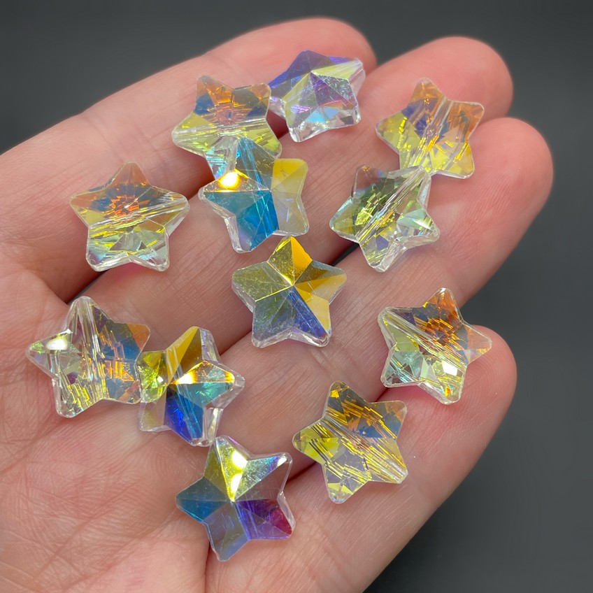 13,5 мм, Стекло Lux бусина звезда АВ уп.10шт