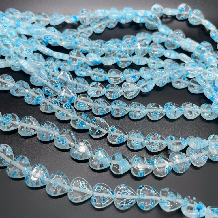 Муранское стекло голубое сердце  10 мм