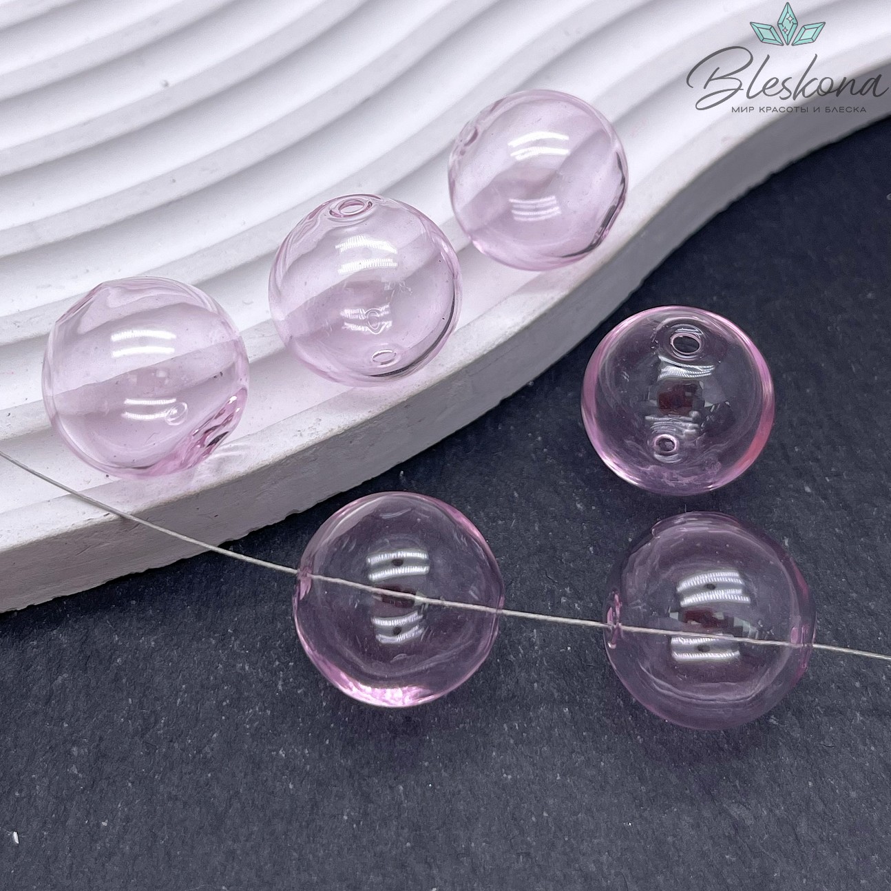 18 мм Бусина шар стекло розовое