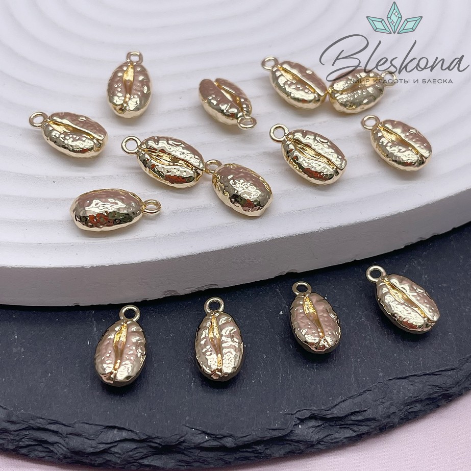 7,7*15 мм Цвет золото, Подвеска кофейное зерно 