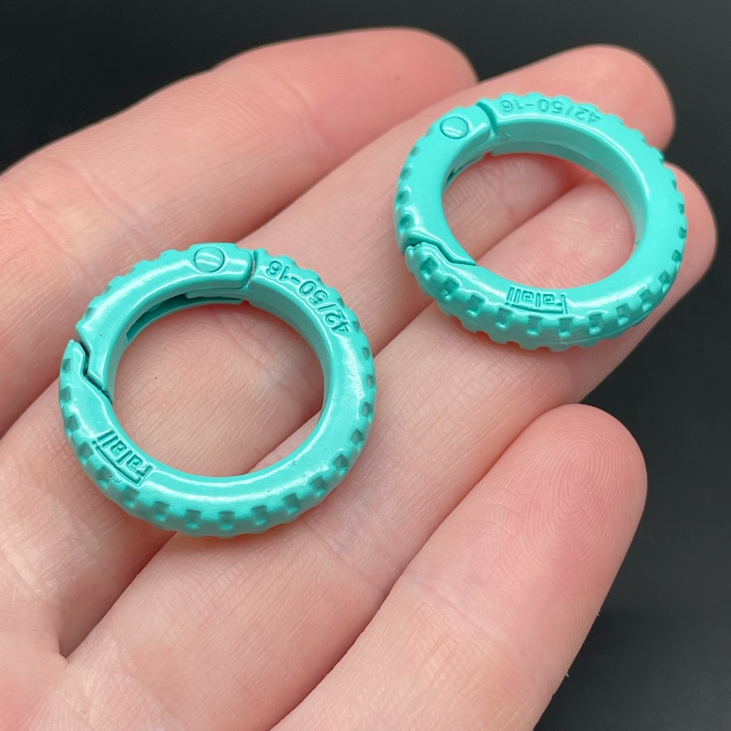 25мм , Замок круг -колесо бирюзовая эмаль 