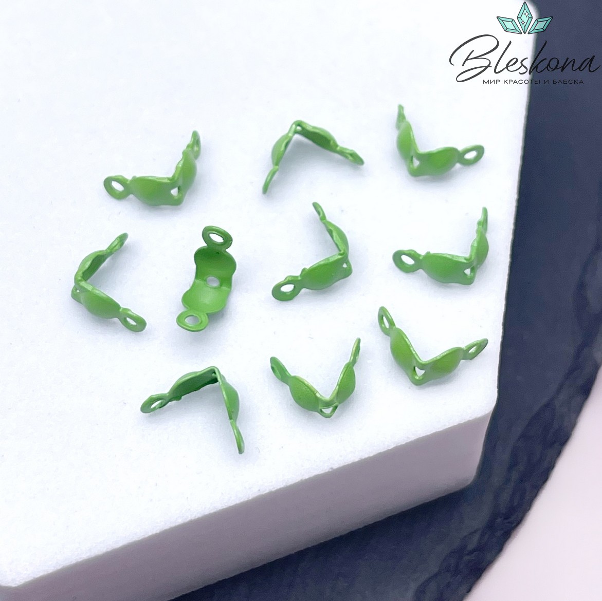 8,5*4 мм, Каллоты зеленая эмаль уп.10шт