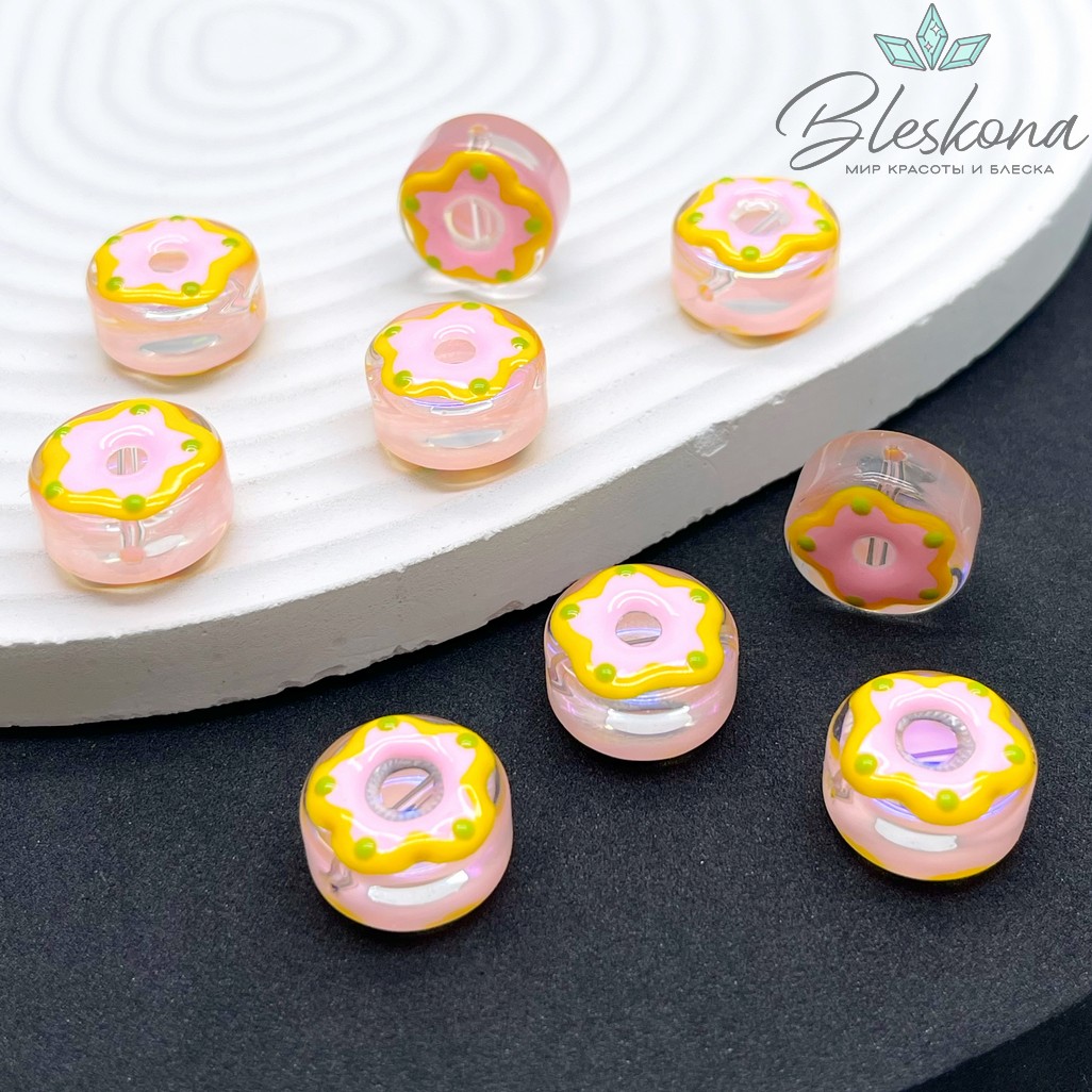 8*15 мм Бусина пончик прозрачный с желтым