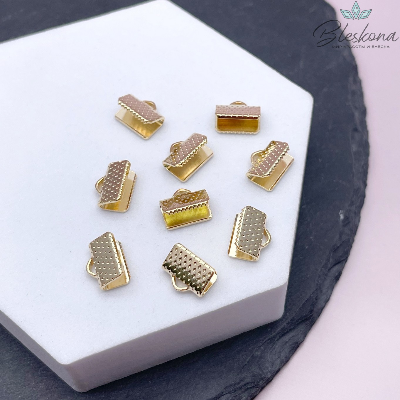 10*7 мм Цвет золото, Зажим-Концевик для шнура