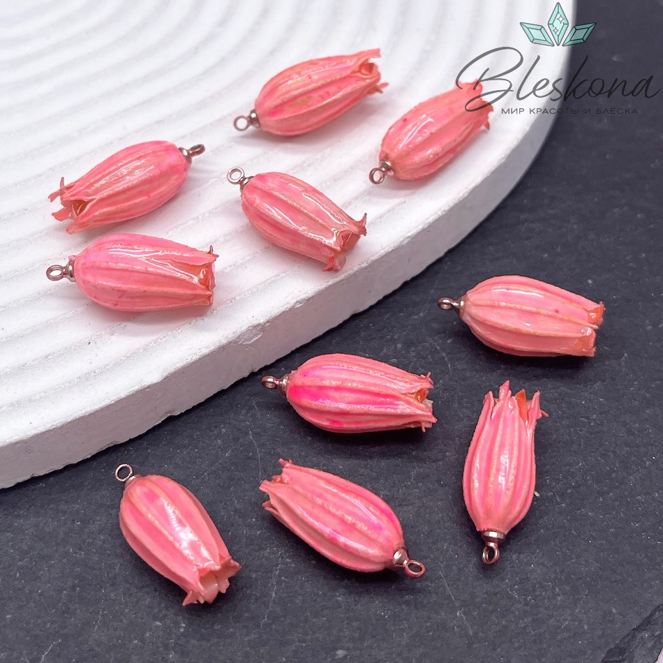 23-28 мм Подвеска Бутончик в эпоксидной смоле ярко- розовый