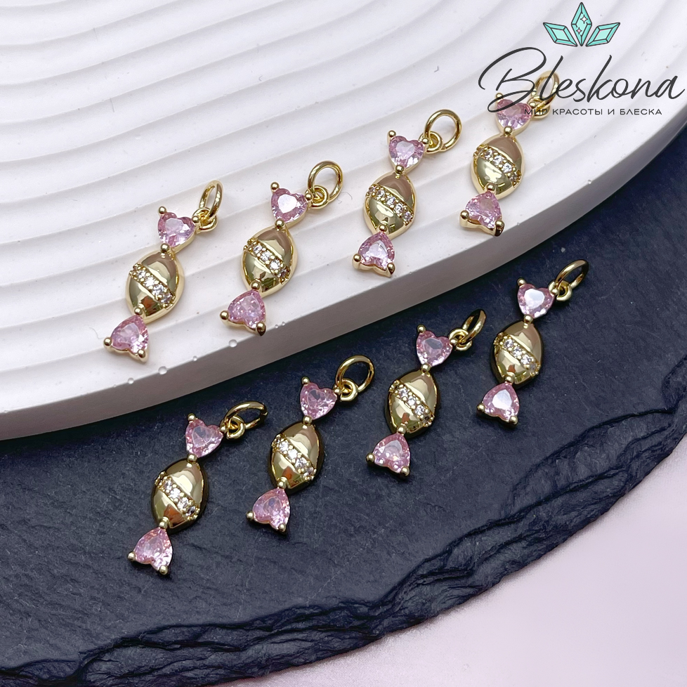 18,8*6 мм Цвет золото, Подвеска Конфета цирконы