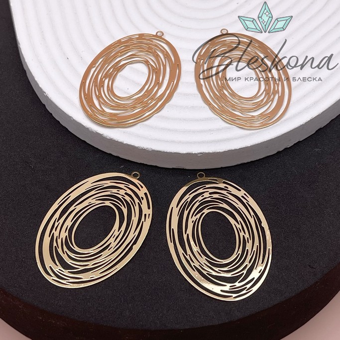 49,5*34 мм Цвет золото, Подвеска овал круговорот
