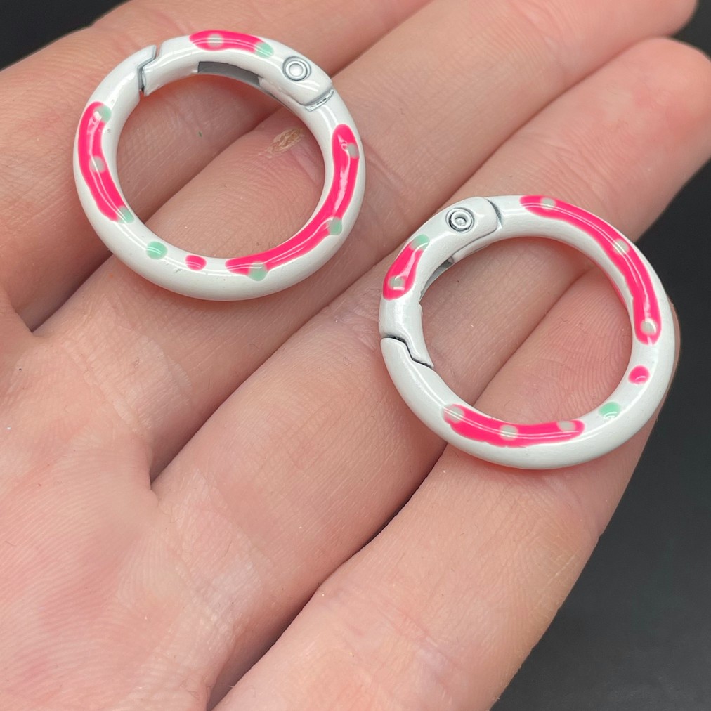 25мм , Замок круг разводы белая эмаль