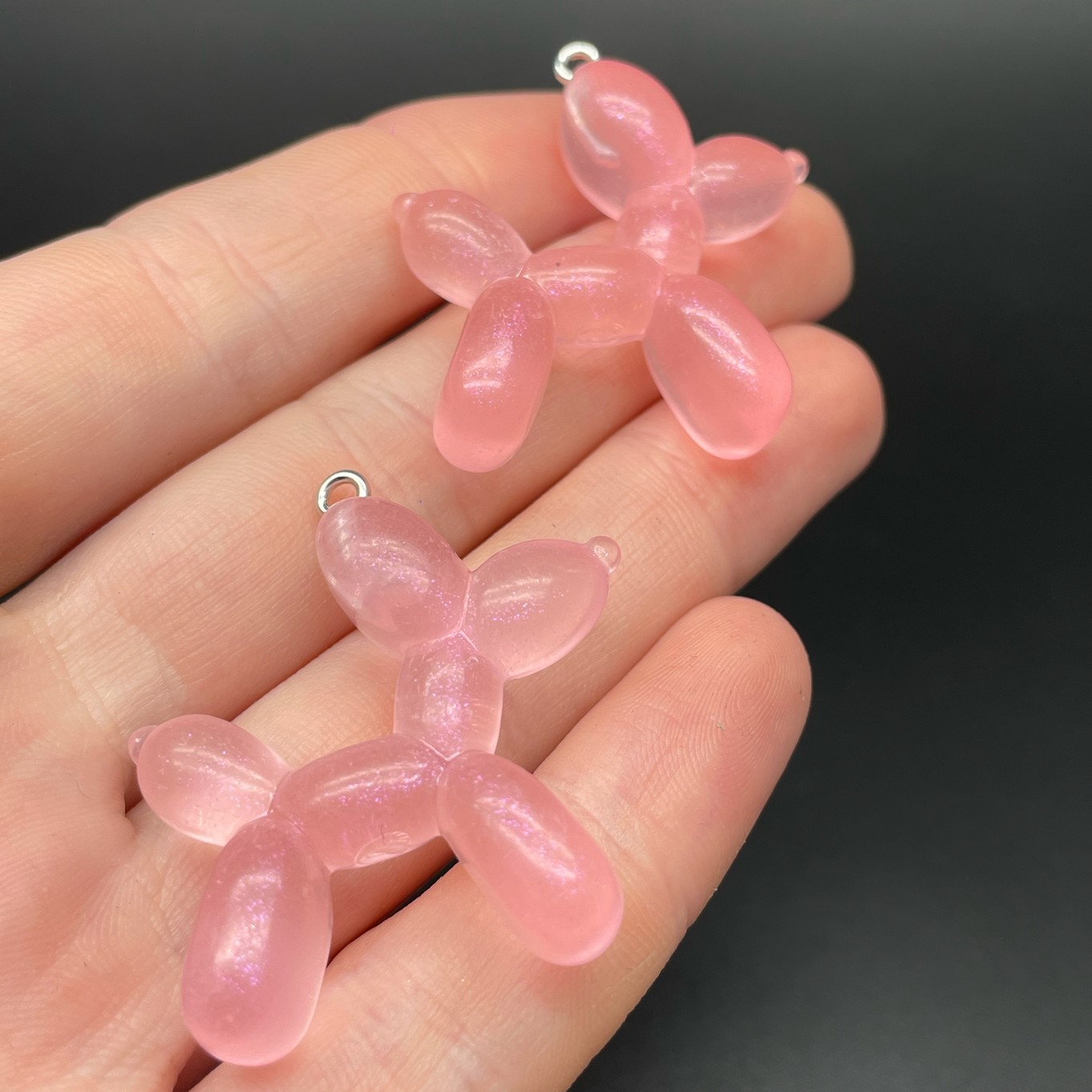 31*36 мм, Цвет серебро, Подвеска Собачка Пудель розовый