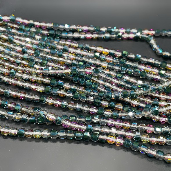 3,5*4 мм Стекло Lux, многогранник, цвет серо- зеленый хамелеон