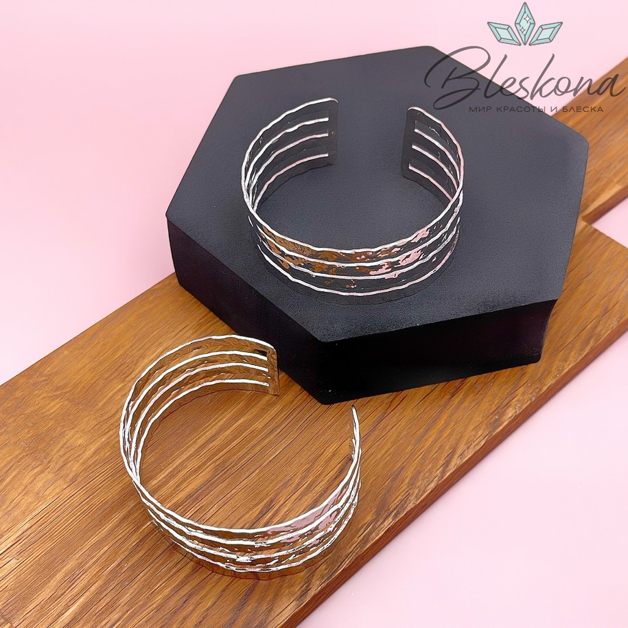 58-60 мм Цвет серебро, Основа для браслета мятая