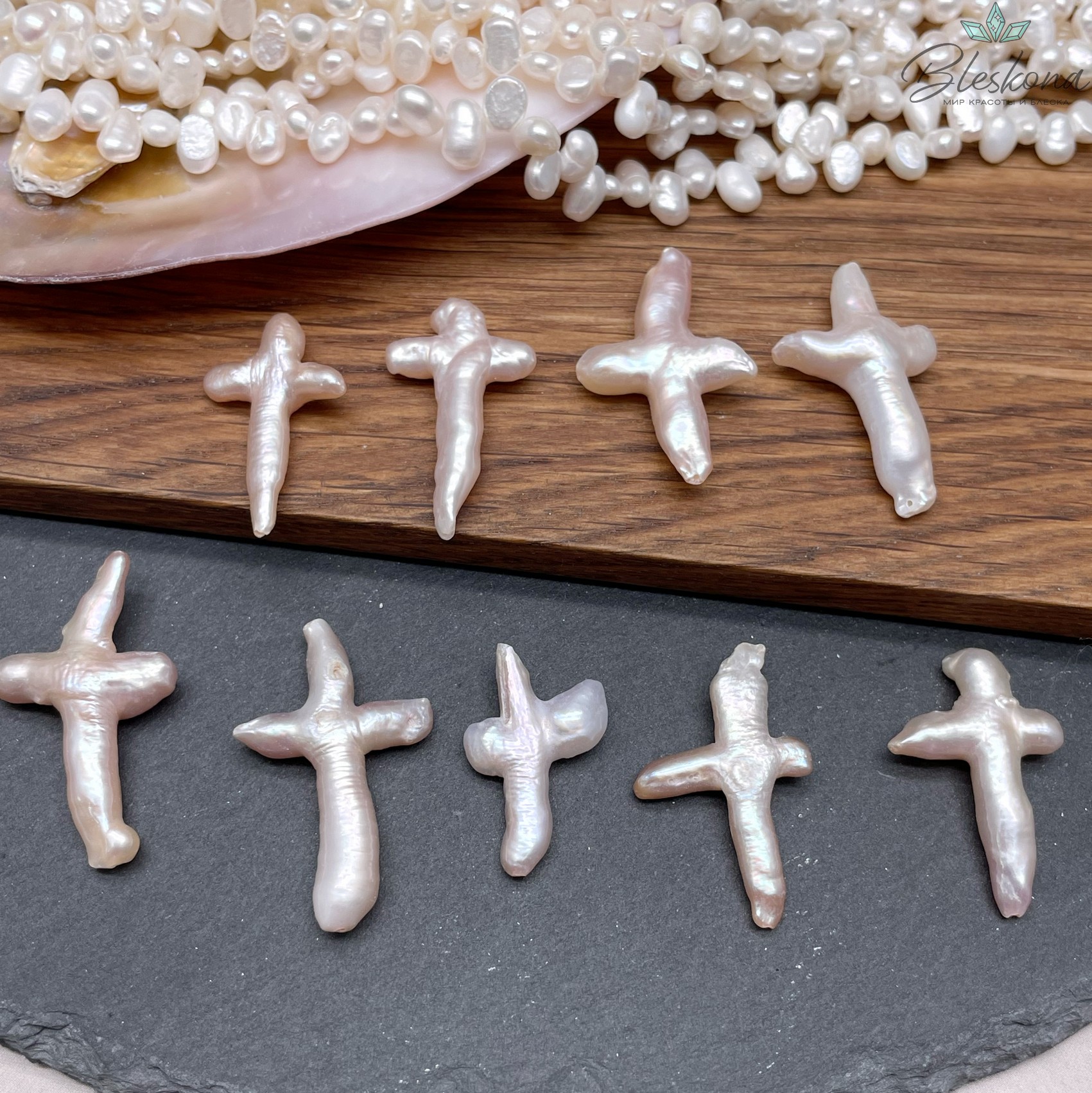 (25-35)*(18-25) мм Жемчуг Барокко Крест штучно вертикальный фиолетовый