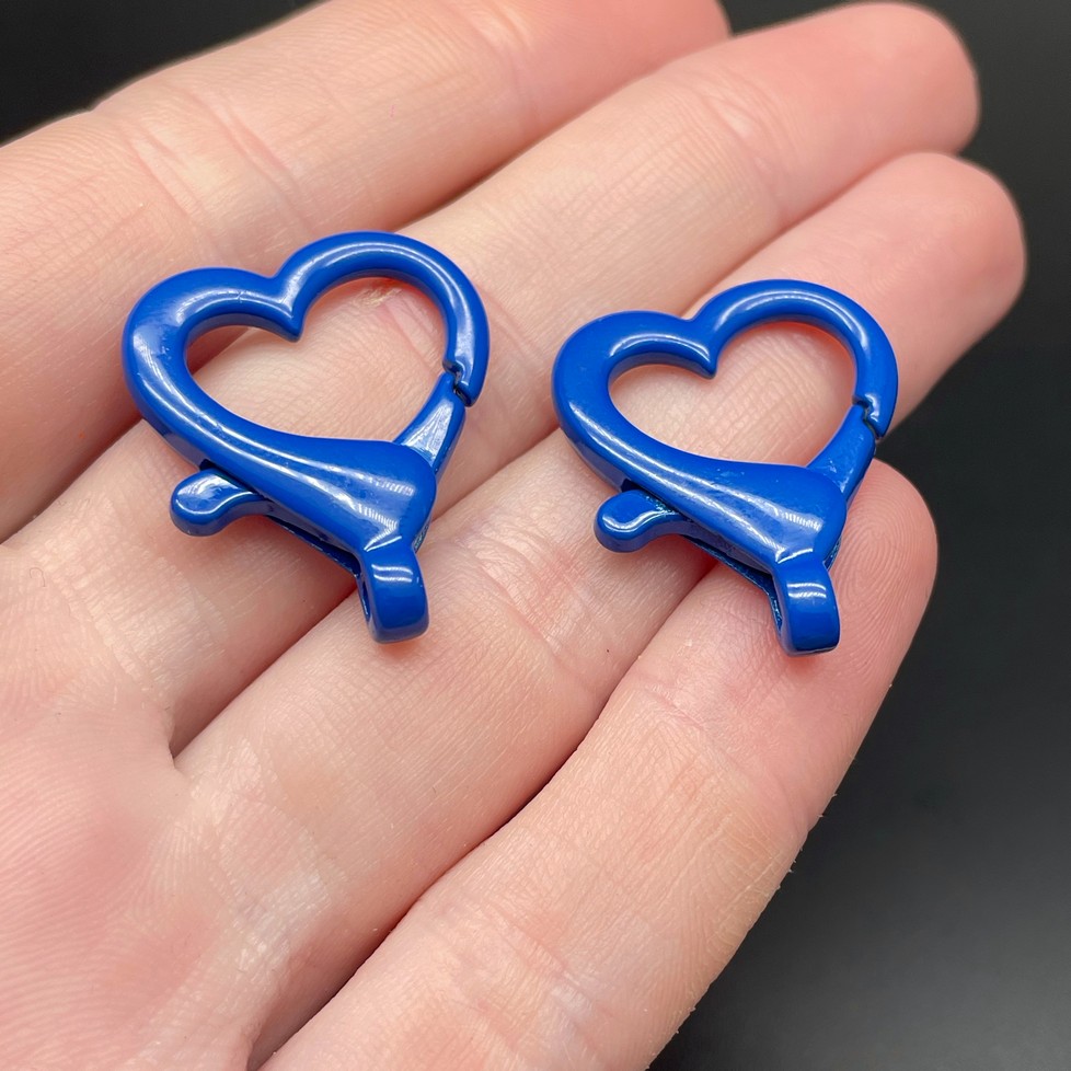 22*26мм , Замок крупный сердце темно-синяя  эмаль 