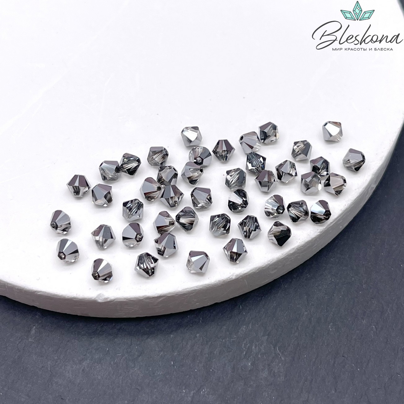 5328 Xilion Bicone 4 mm Crystal Silver Night уп. 20шт