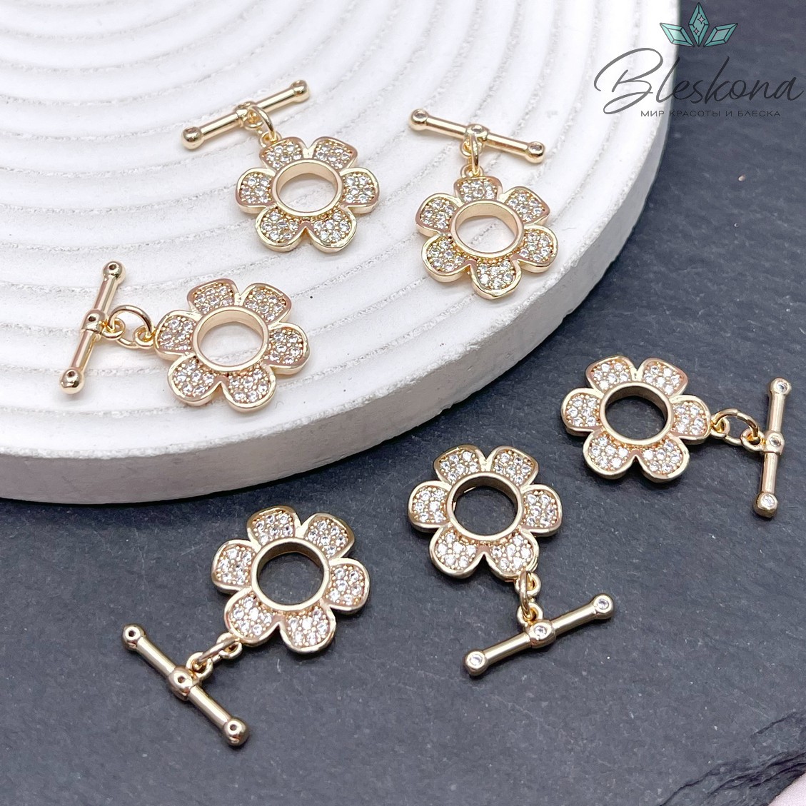 18*15мм Цвет золото, Замок Тогл Цветок 2