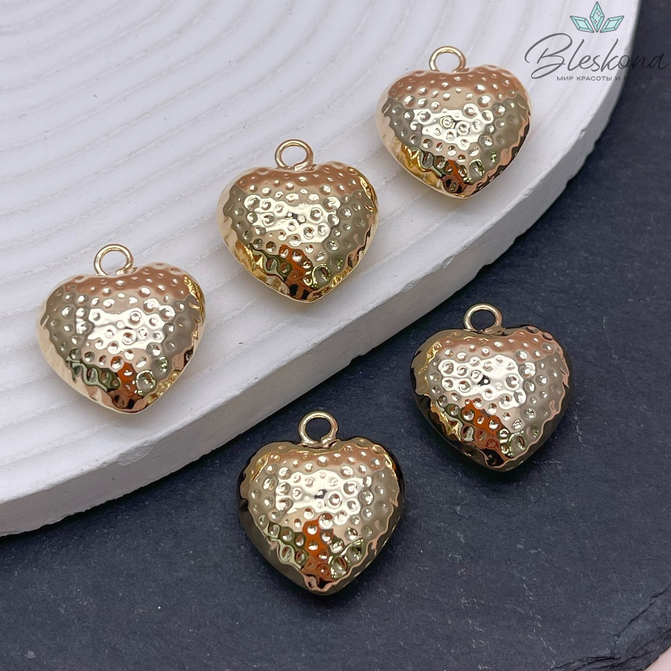 20,5мм, цвет золото, Подвеска сердце точки 