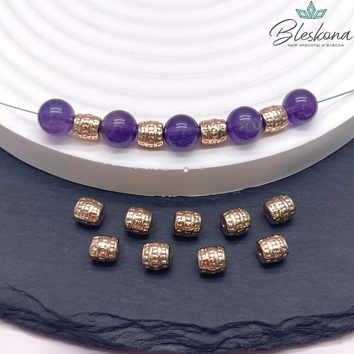 5,8*5,5 мм Цвет золото, Бусина бочонок