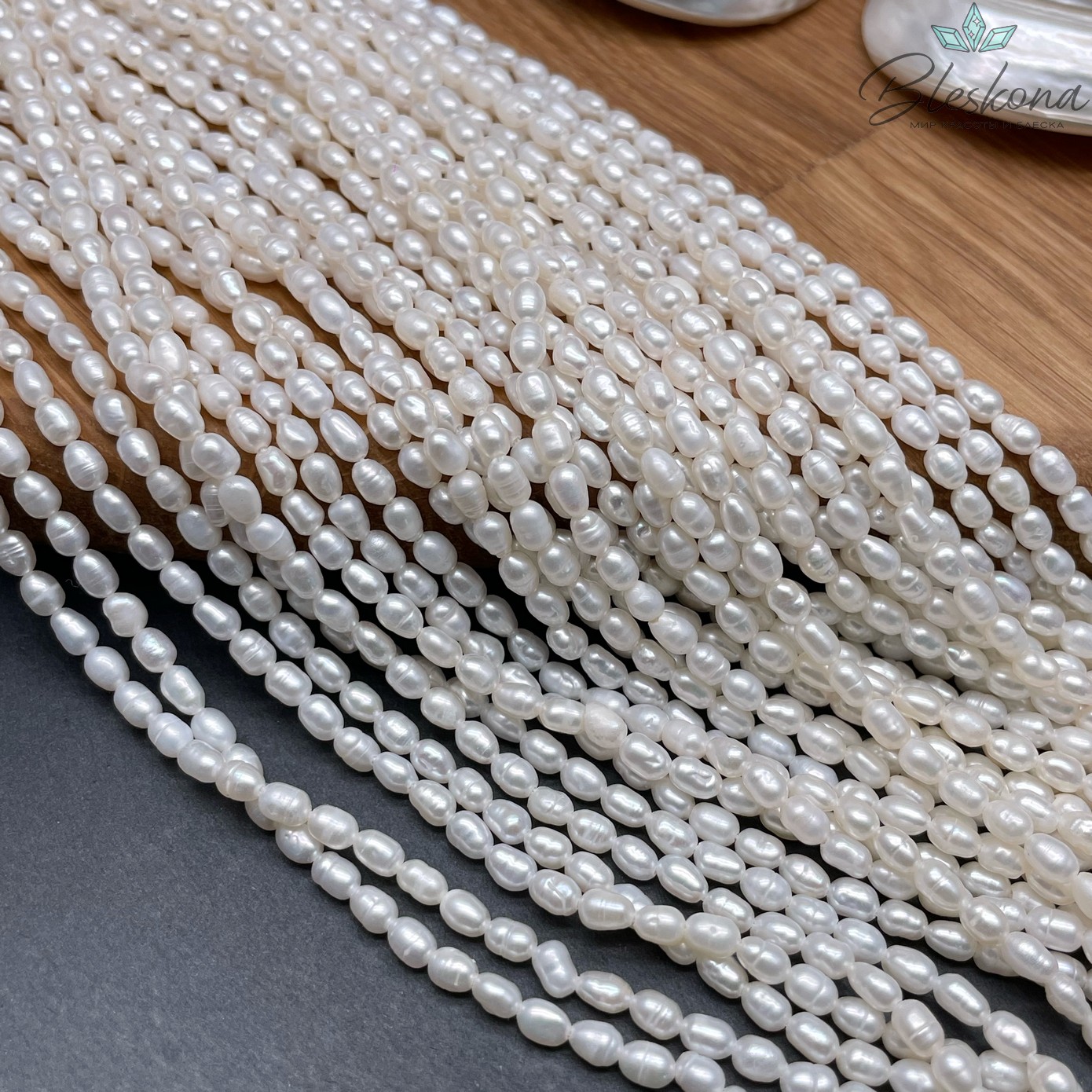 Жемчуг рис белый 3,3-3,8 мм 