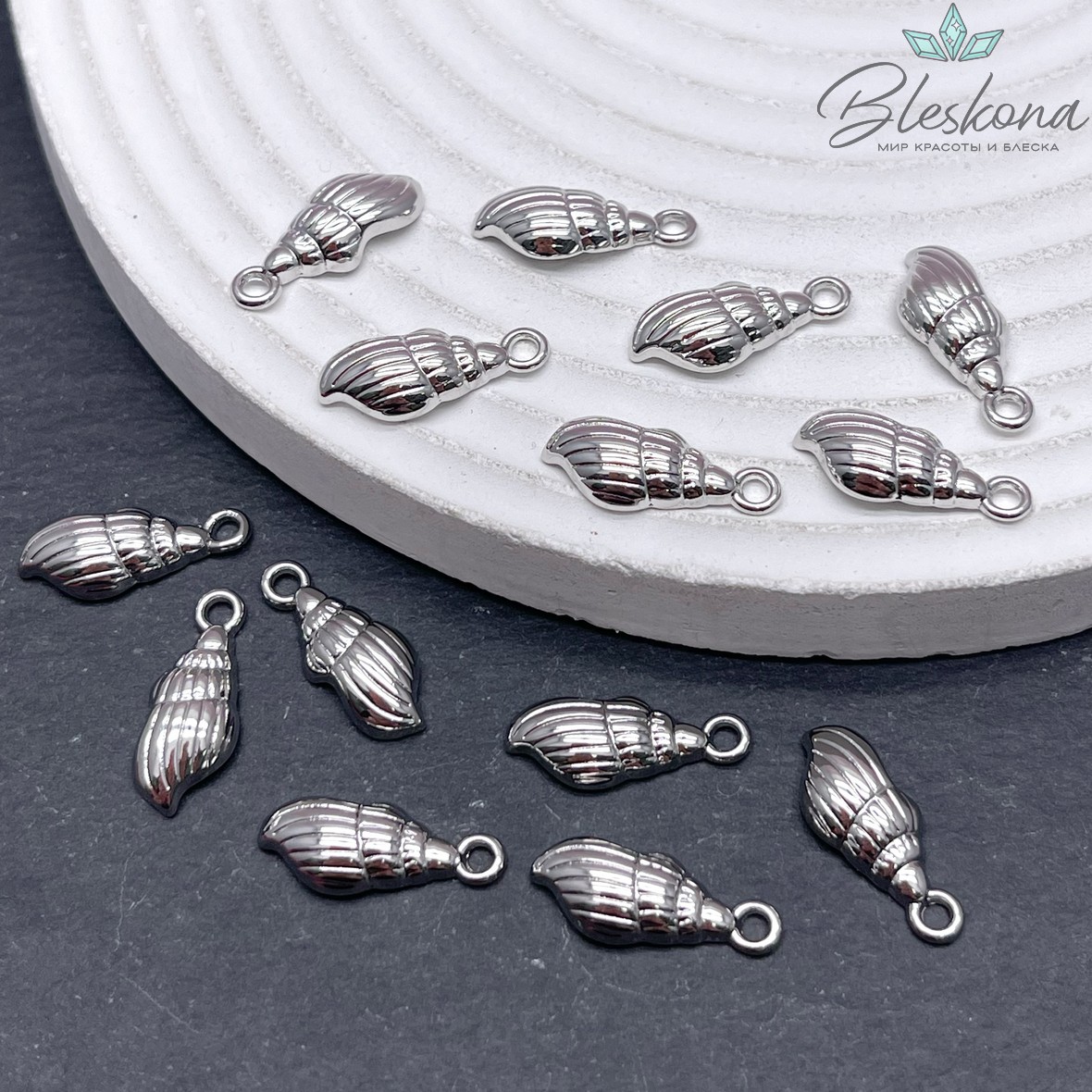 17*7 мм Цвет серебро, Подвеска ракушка 