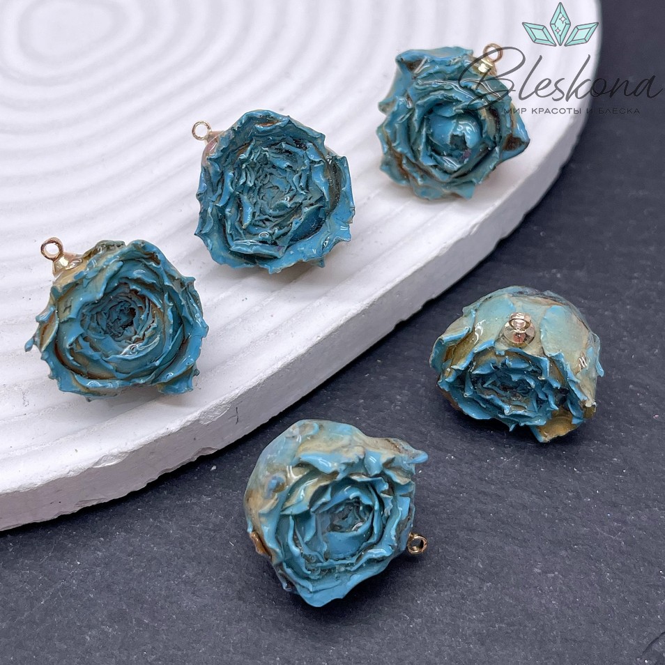 21-30 мм, Цвет золото, Подвеска роза в эпоксидной смоле №16