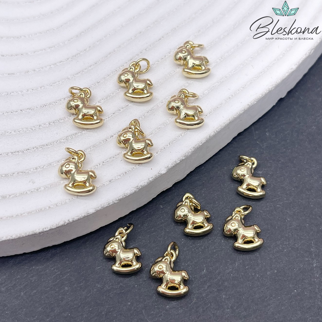 10,5*9 мм Цвет золото, Подвеска Лошадка-качалка 