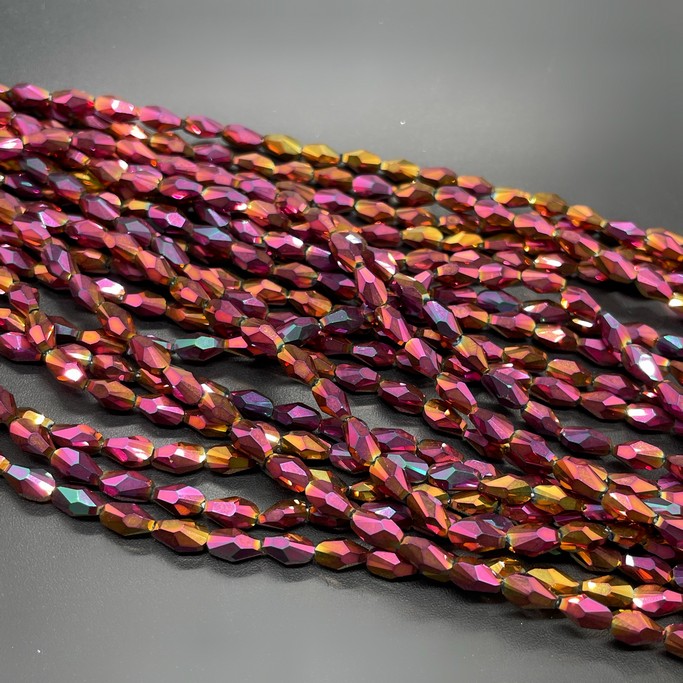 4*7,5 мм Стекло Lux, ракушка мини, цвет хамелеон бордовый