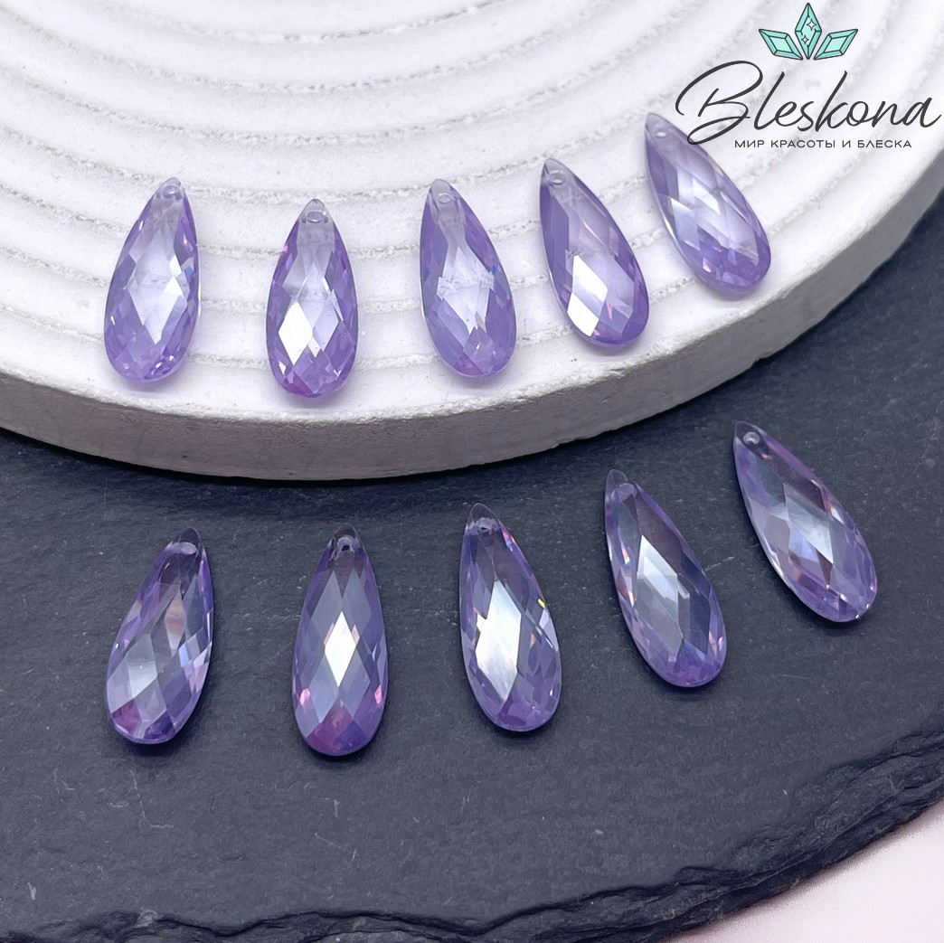 18*7 мм, Подвеска Циркон капля лиловая №1 (кубический цирконий, фианит) 