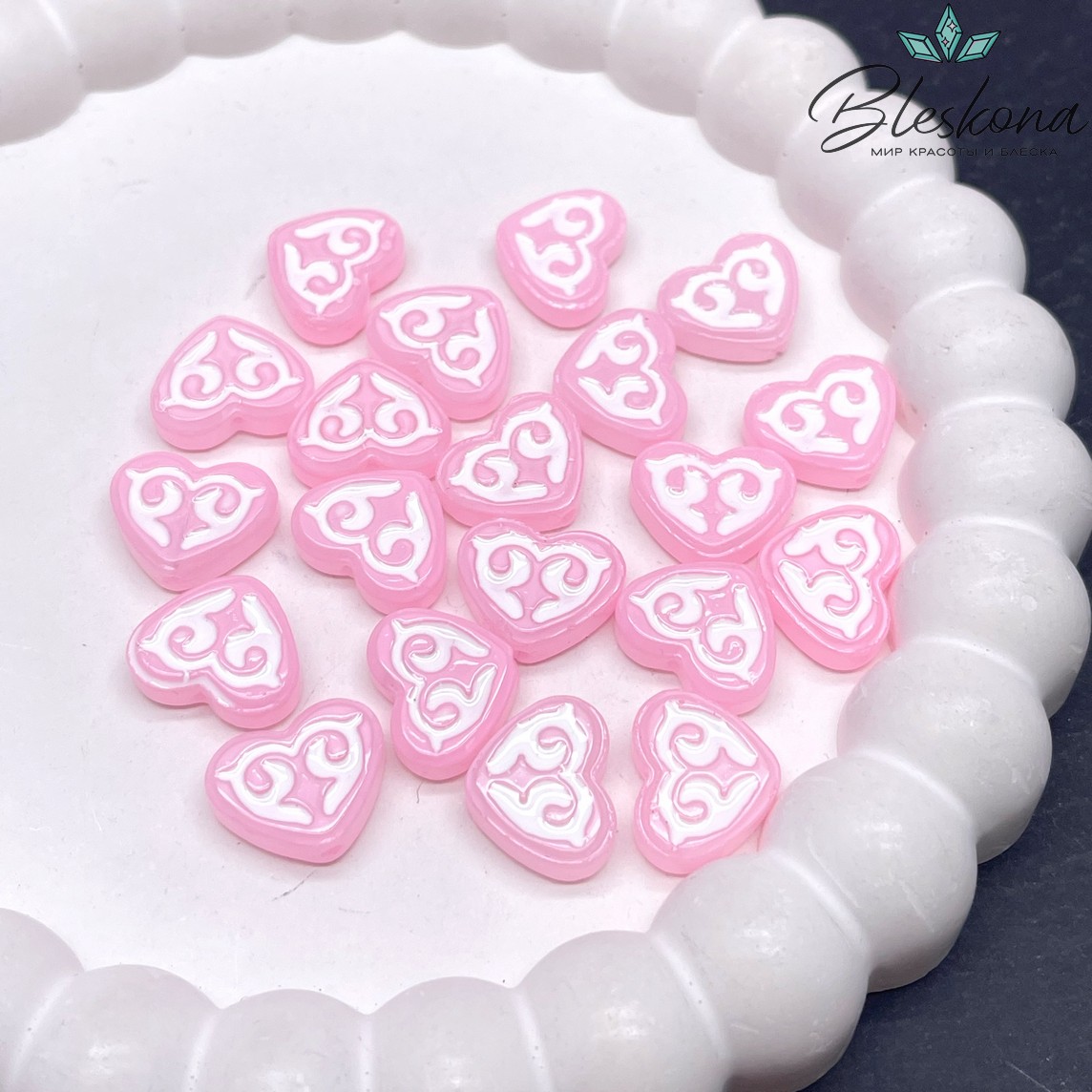 12*15 мм Бусина Этно сердце розовое