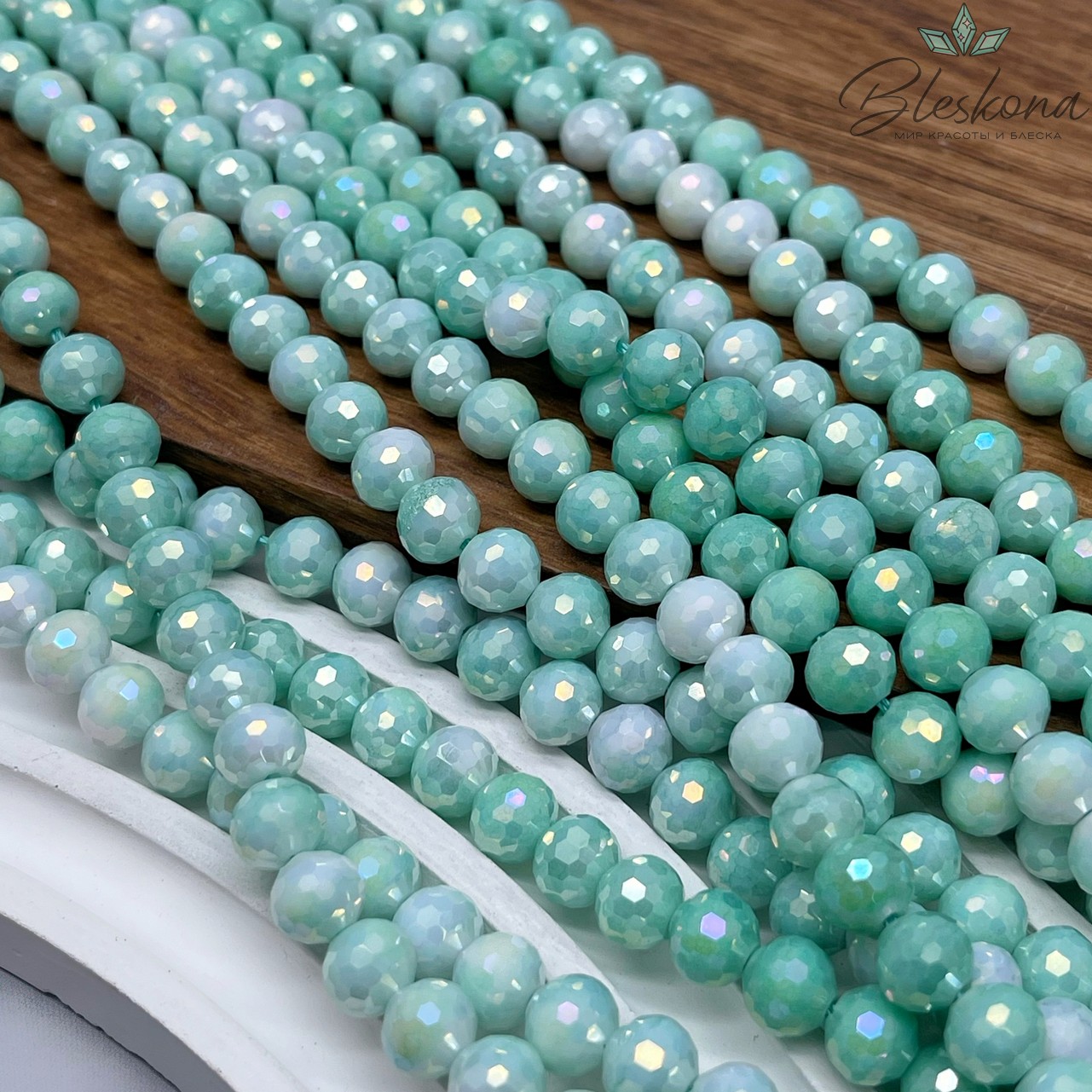 Стекло Lux мятное огранка  8 мм