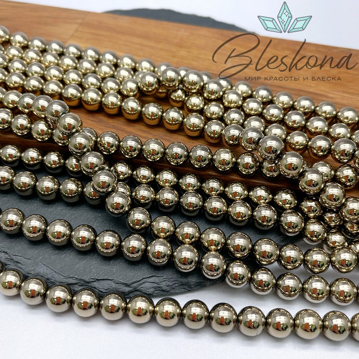 10 мм Гематин имитация, цвет темное золото 